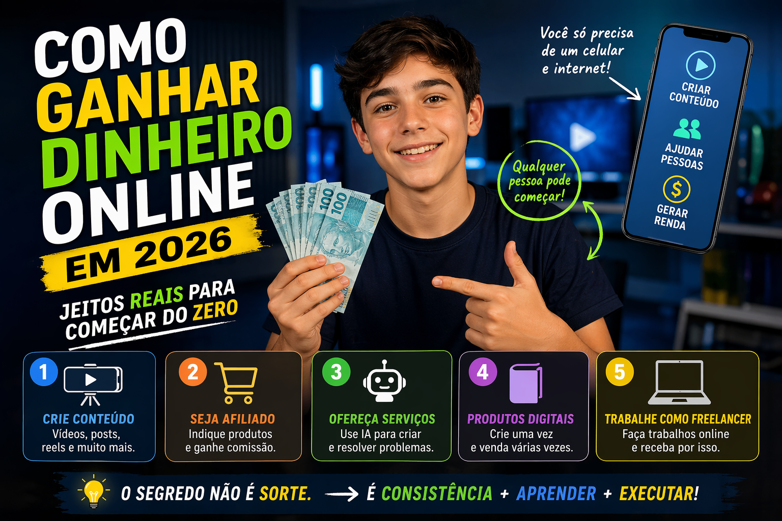 Como Ganhar Dinheiro Online em 2026: Jeitos Reais Para Começar Mesmo do Zero
