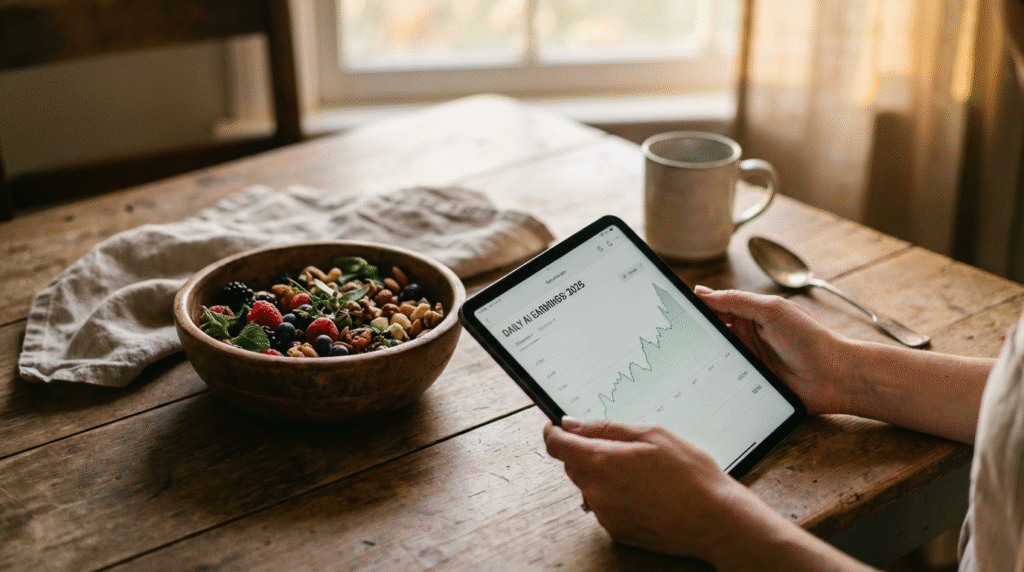 mulher operando tablet mexendo com i.a.