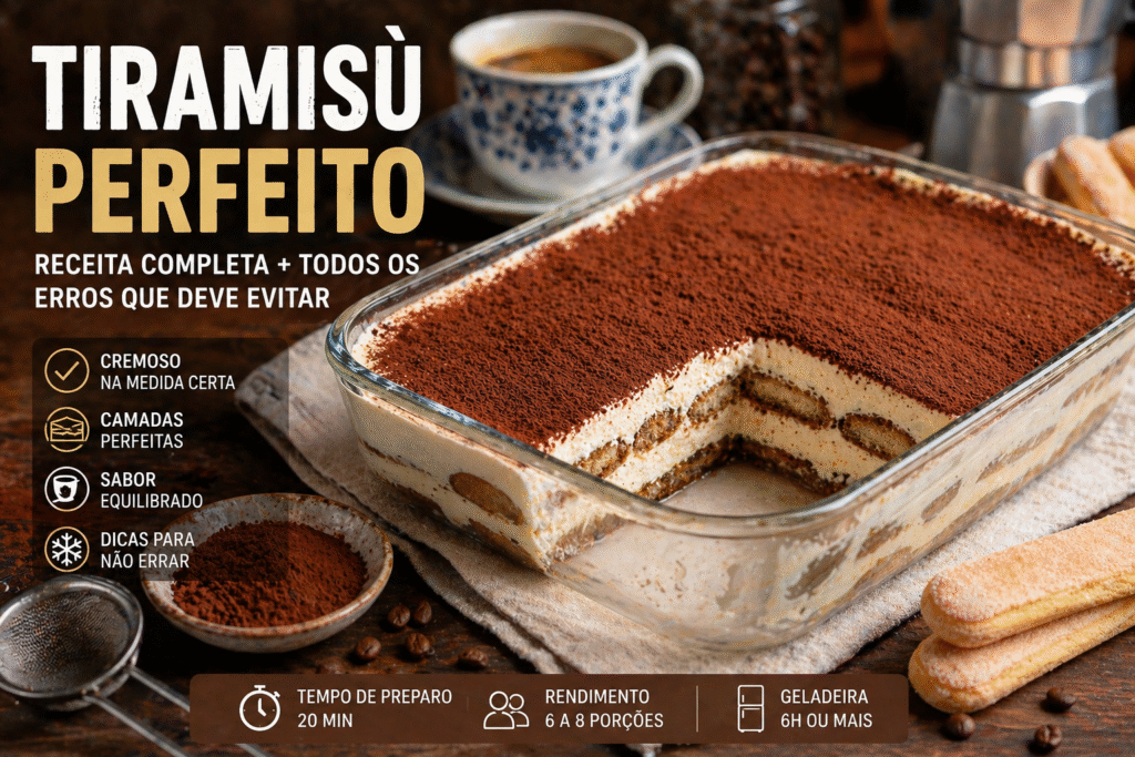 tiramisu em mesa posta