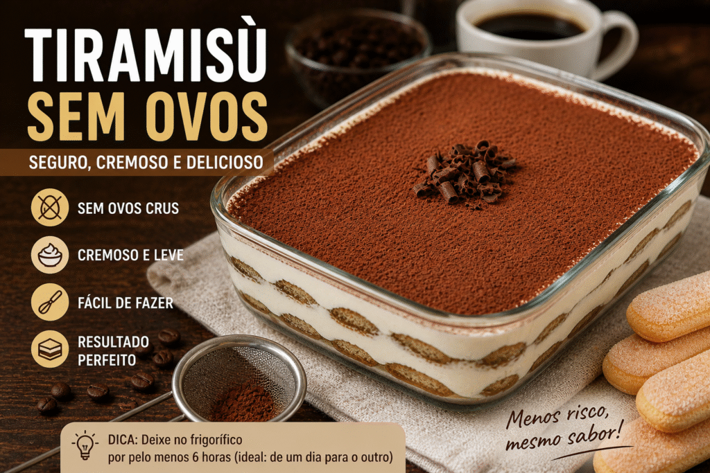 tiramisu sem ovos servido
